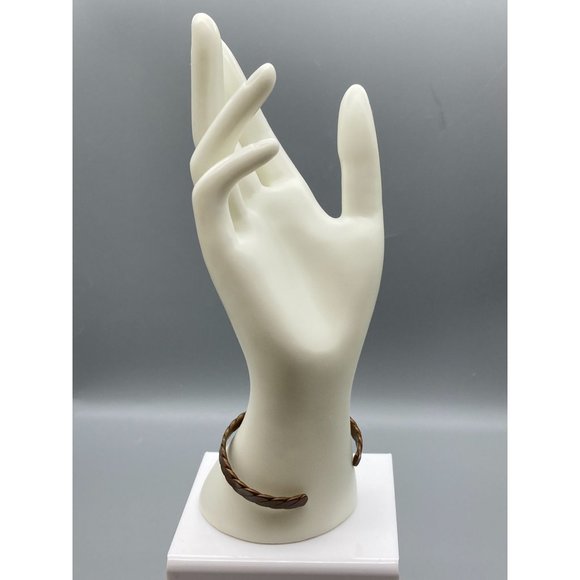 Vintage Genuine Copper Cuff Bracelet, Smooth Flattened Braid Twist Skinny - Picture 5 of 6